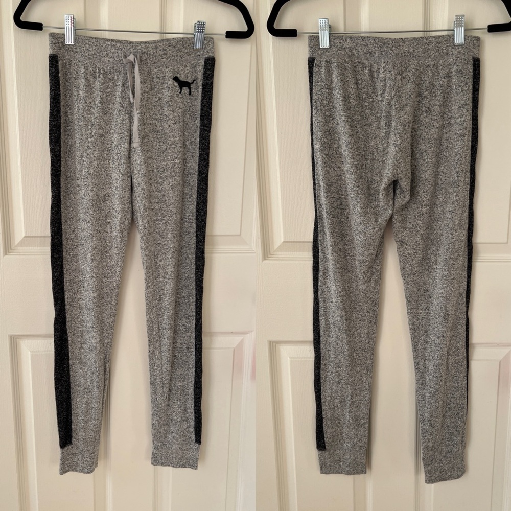Victoria’s Secret PINK Cozy Sleep Legging Heather Grey With Dark Grey Stripe XS